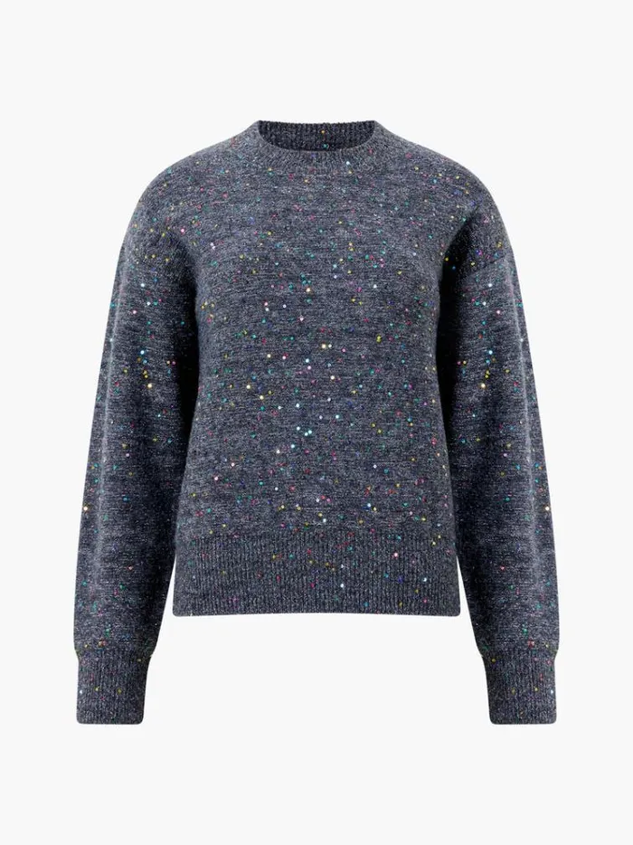 French Connection Jumpers and Cardigans Janet Sequins Soft Jumper Grey 8211 Woman