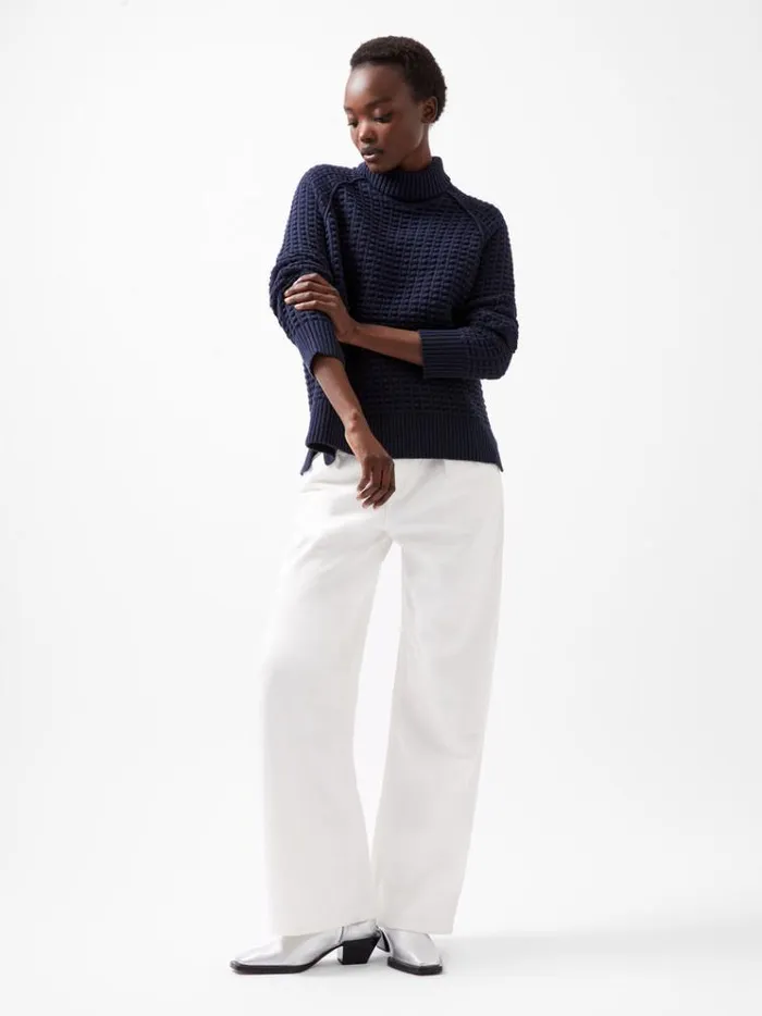 French Connection Jumpers and Cardigans Keya Popcorn Knit Mozart Jumper Marine 8211 Woman