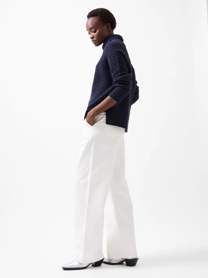 French Connection Jumpers and Cardigans Keya Popcorn Knit Mozart Jumper Marine 8211 Woman