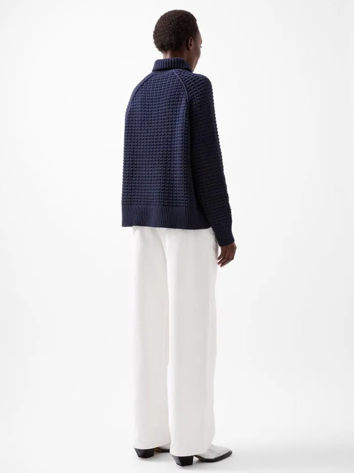 French Connection Jumpers and Cardigans Keya Popcorn Knit Mozart Jumper Marine 8211 Woman
