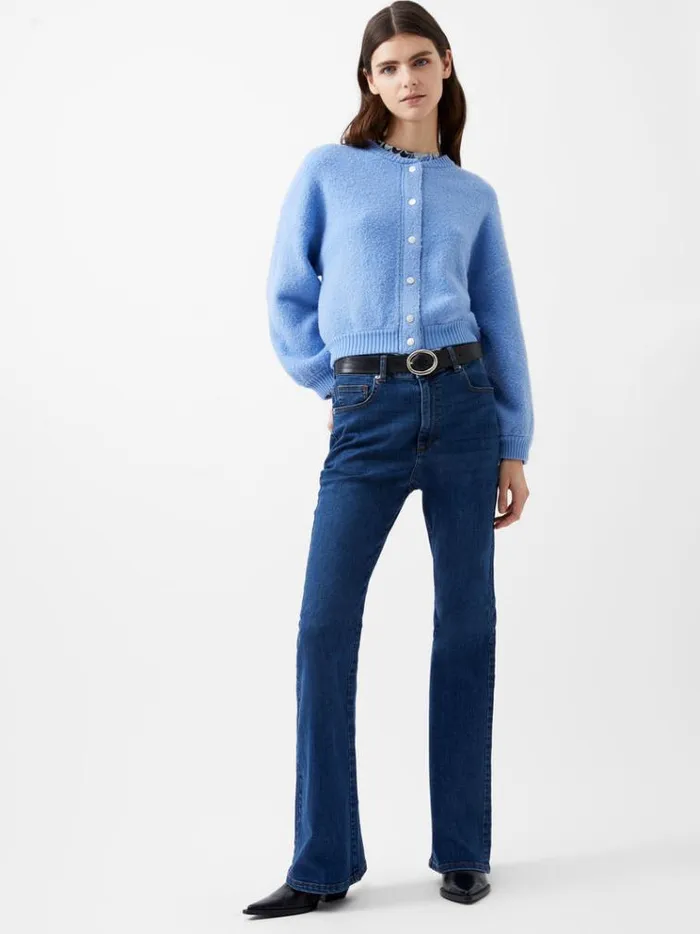 French Connection Jumpers and Cardigans Melissa Knit Bomber Jacket Dusted Blue 8211 Woman