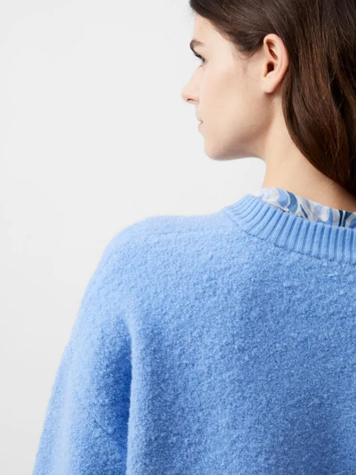 French Connection Jumpers and Cardigans Melissa Knit Bomber Jacket Dusted Blue 8211 Woman