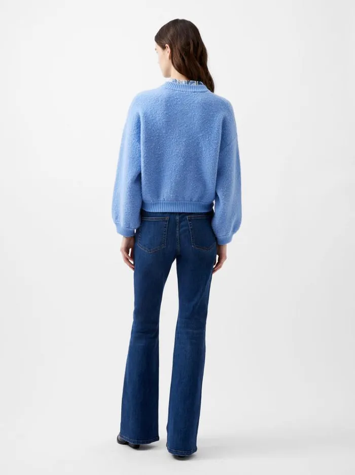 French Connection Jumpers and Cardigans Melissa Knit Bomber Jacket Dusted Blue 8211 Woman