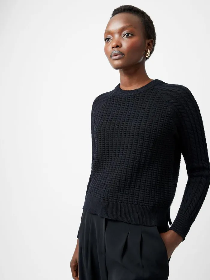 French Connection Jumpers and Cardigans Mozart Popcorn Cable Knit Jumper Black 8211 Woman French Connection Jumpers and Cardigans Mozart Popcorn Cable Knit Jumper Black 8211 Woman