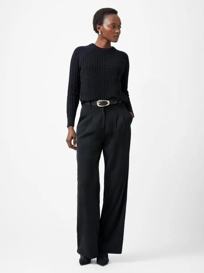 French Connection Jumpers and Cardigans Mozart Popcorn Cable Knit Jumper Black 8211 Woman
