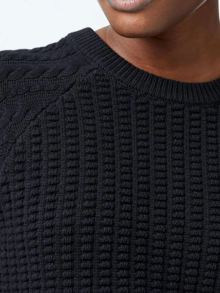 French Connection Jumpers and Cardigans Mozart Popcorn Cable Knit Jumper Black 8211 Woman