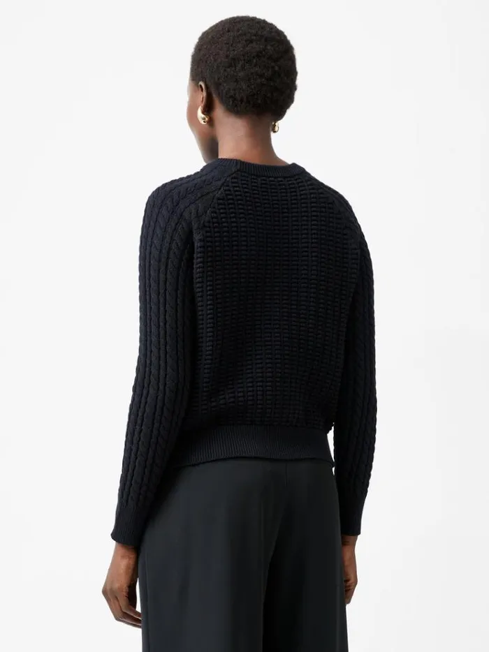 French Connection Jumpers and Cardigans Mozart Popcorn Cable Knit Jumper Black 8211 Woman