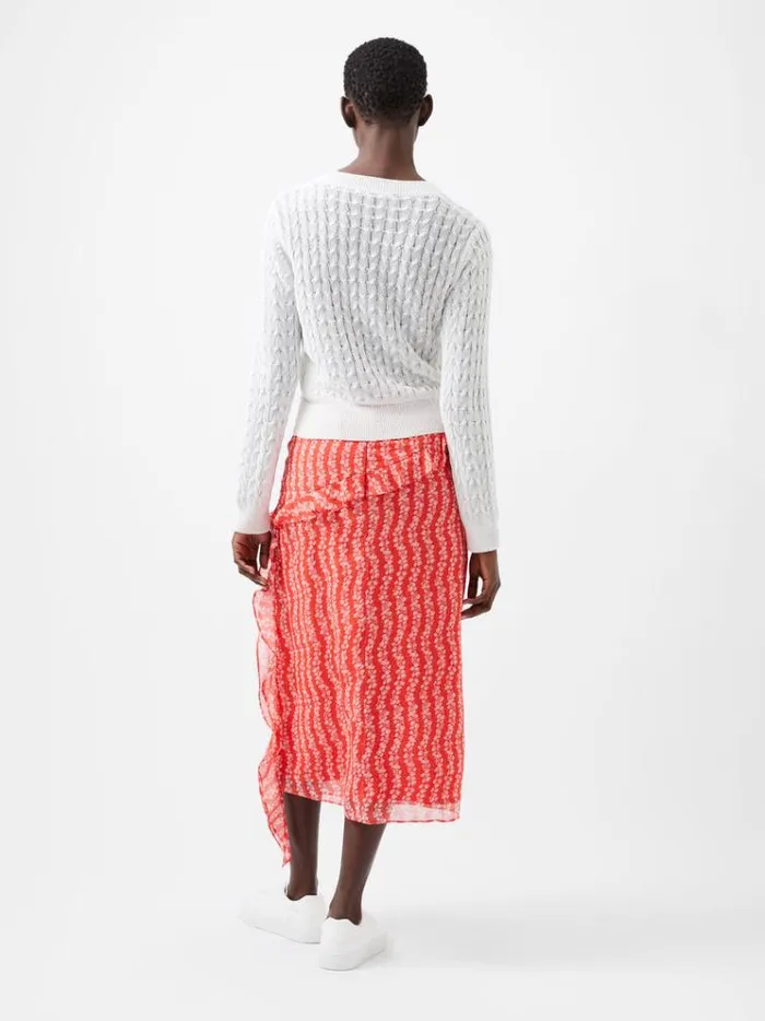 French Connection Jumpers and Cardigans Niko Open Knit Long Sleeve Jumper Winter White 8211 Woman