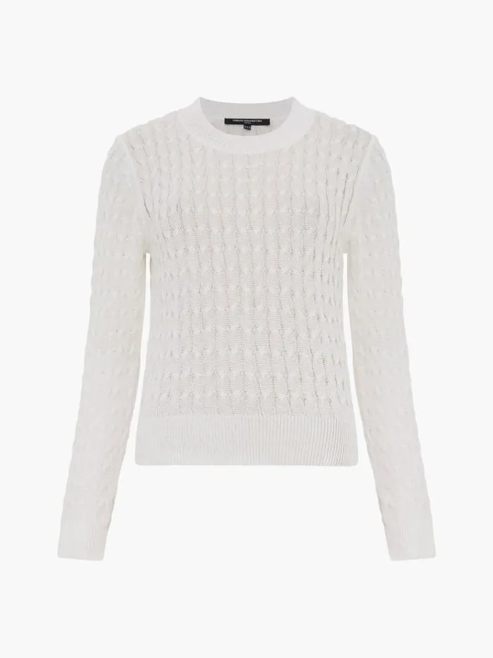 French Connection Jumpers and Cardigans Niko Open Knit Long Sleeve Jumper Winter White 8211 Woman