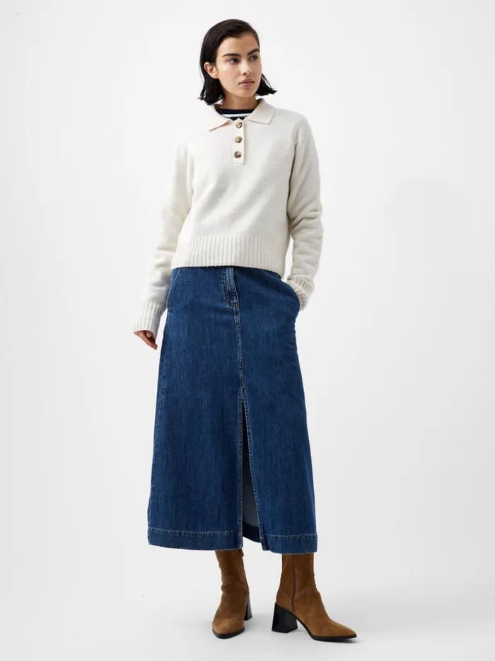 French Connection Jumpers and Cardigans Vhari Recycled Long Sleeve Button Up Jumper Oatmeal Mel 8211 Woman