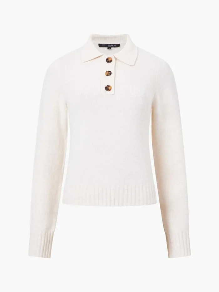 French Connection Jumpers and Cardigans Vhari Recycled Long Sleeve Button Up Jumper Oatmeal Mel 8211 Woman