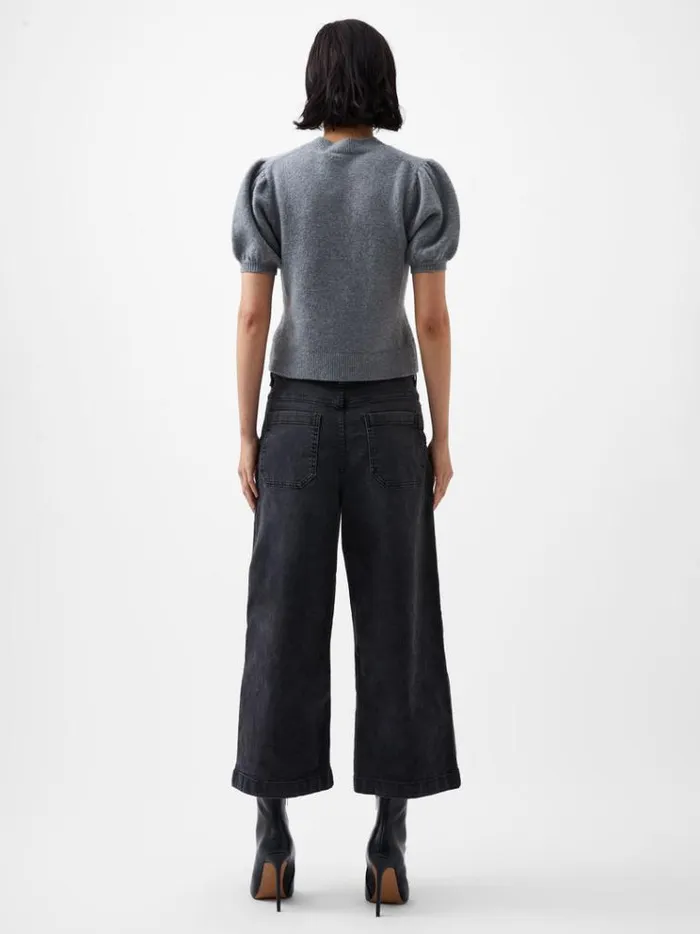 French Connection Jumpers and Cardigans Vhari Recycled Puff Sleeve Cardigan Mid Grey Mel 8211 Woman