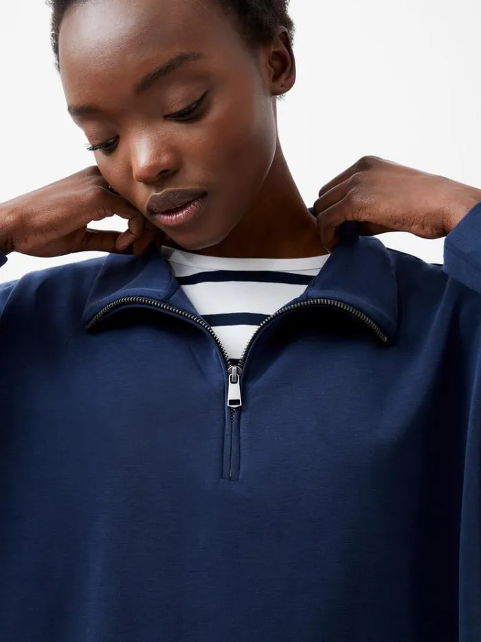 French Connection Jumpers and Cardigans Wren Half Zip Sweater Midnight Blue 8211 Woman