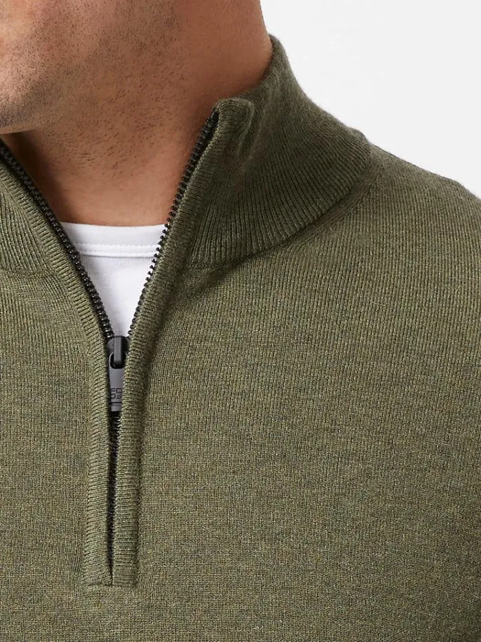 French Connection Knitwear Half Zip Knitted Jumper Olive Green 8211 Man