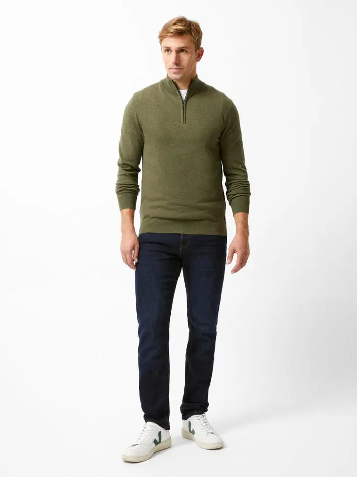 French Connection Knitwear Half Zip Knitted Jumper Olive Green 8211 Man