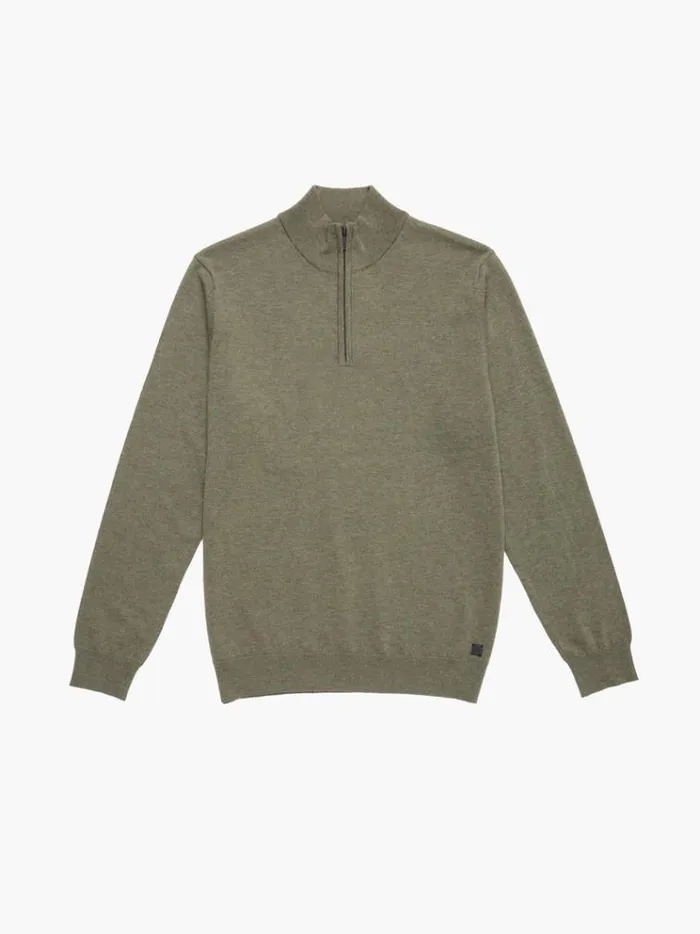 French Connection Knitwear Half Zip Knitted Jumper Olive Green 8211 Man