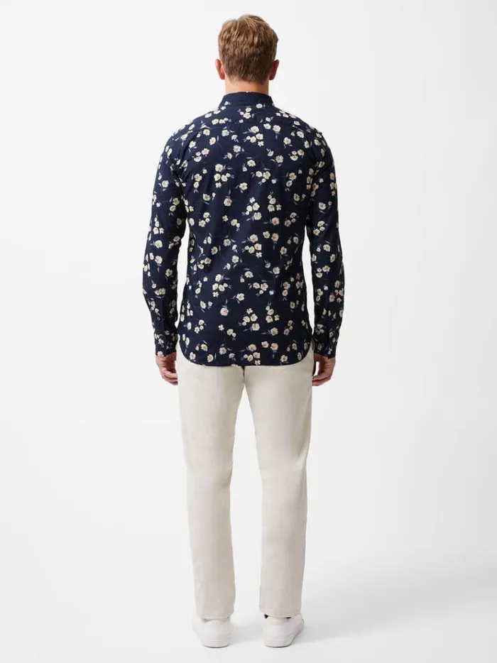 French Connection Shirts Large Floral Long Sleeve Shirt Marine 8211 Man