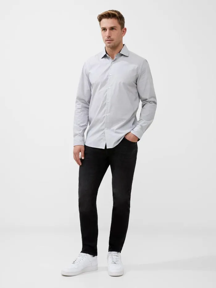 French Connection Shirts Long Sleeve All Over Print Shirt Whiteblack 8211 Man