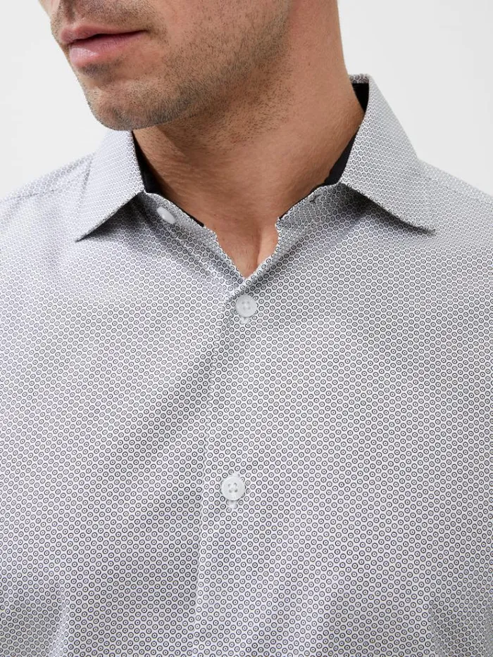 French Connection Shirts Long Sleeve All Over Print Shirt Whiteblack 8211 Man