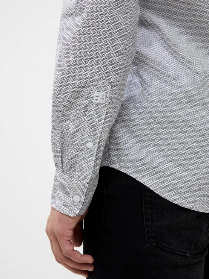 French Connection Shirts Long Sleeve All Over Print Shirt Whiteblack 8211 Man