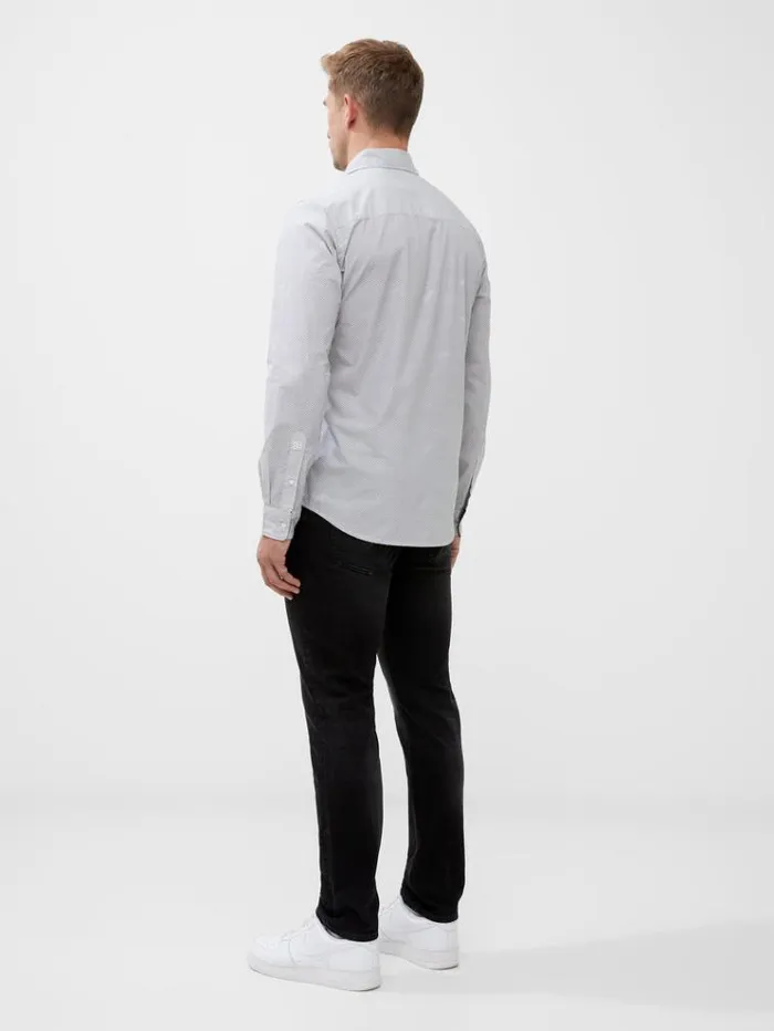 French Connection Shirts Long Sleeve All Over Print Shirt Whiteblack 8211 Man