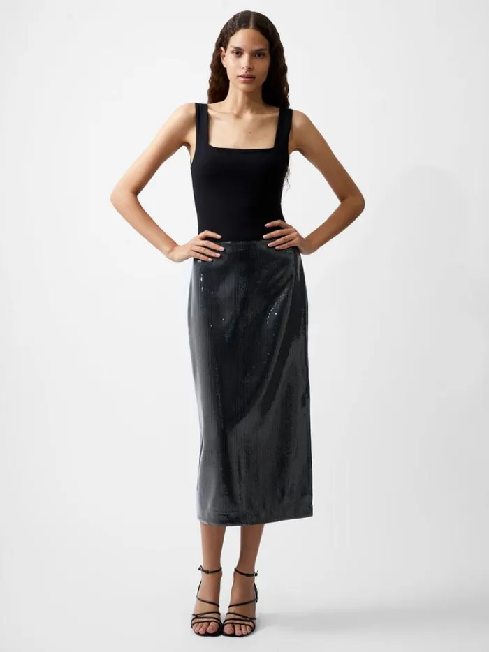 French Connection Skirts and Shorts Amy Sequin Midi Skirt Gunmetal 8211 Woman French Connection Skirts and Shorts Amy Sequin Midi Skirt Gunmetal 8211 Woman