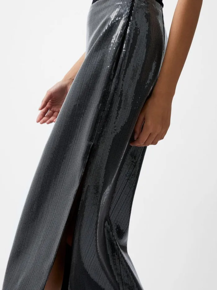 French Connection Skirts and Shorts Amy Sequin Midi Skirt Gunmetal 8211 Woman
