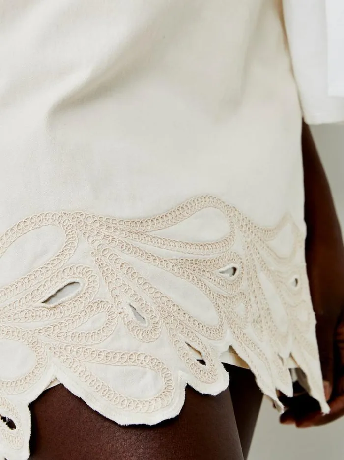 French Connection Skirts and Shorts Ateena Twill Embroidered Mini Skirt Ecru 8211 Woman
