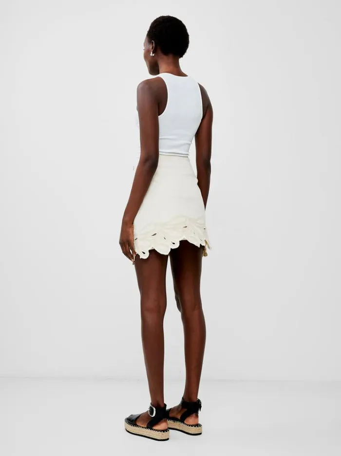 French Connection Skirts and Shorts Ateena Twill Embroidered Mini Skirt Ecru 8211 Woman