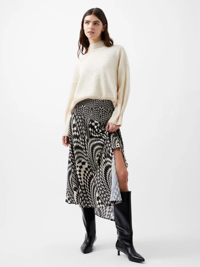French Connection Skirts and Shorts Fern Arie Crepe Asymmetrical Skirt Classic Creamblackout 8211 Woman French Connection Skirts and Shorts Fern Arie Crepe Asymmetrical Skirt Classic Creamblackout 8211 Woman