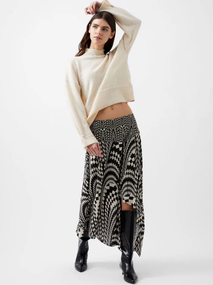 French Connection Skirts and Shorts Fern Arie Crepe Asymmetrical Skirt Classic Creamblackout 8211 Woman