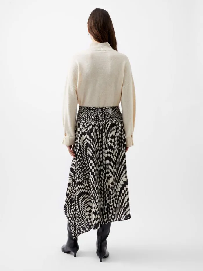 French Connection Skirts and Shorts Fern Arie Crepe Asymmetrical Skirt Classic Creamblackout 8211 Woman
