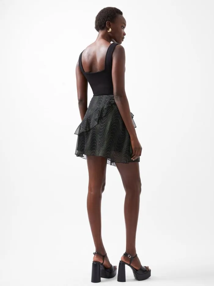 French Connection Skirts and Shorts Grace Artemis Frill Mini Skirt Blackoutvivid Green 8211 Woman