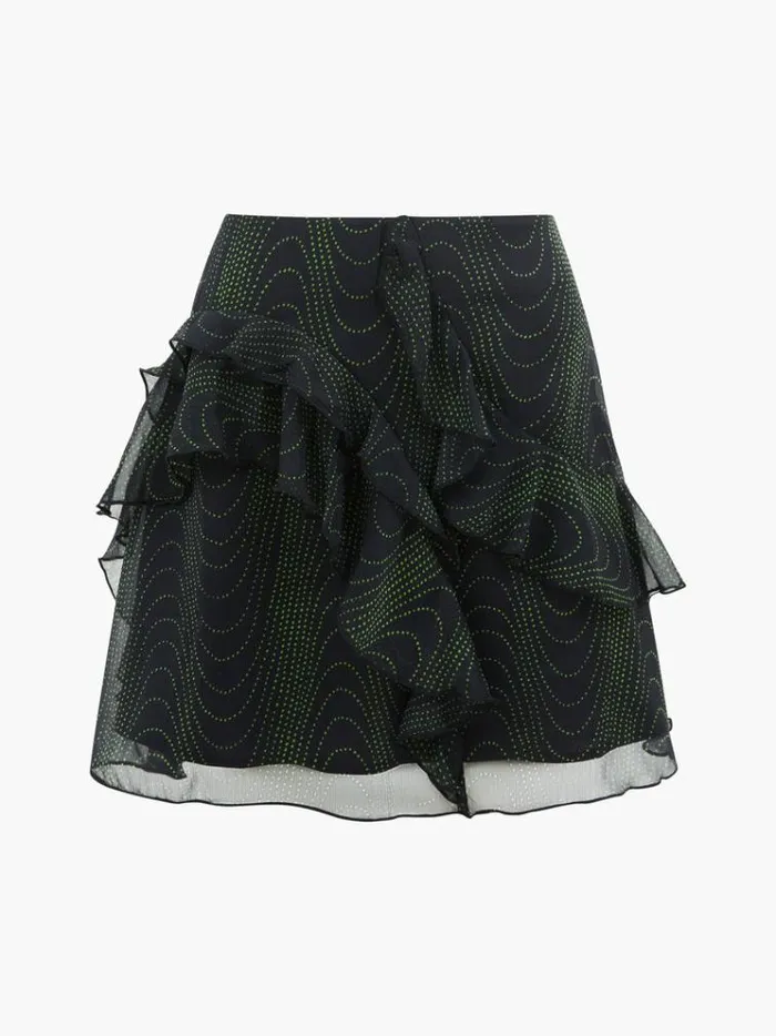 French Connection Skirts and Shorts Grace Artemis Frill Mini Skirt Blackoutvivid Green 8211 Woman