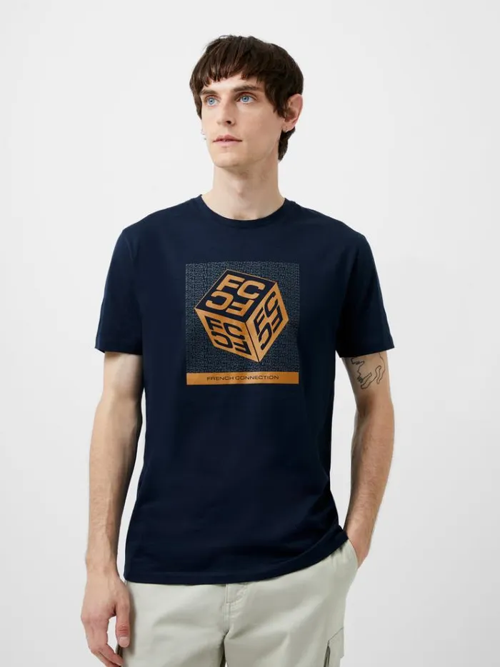 French Connection TShirts and Polo Shirts Large Dice Organic Graphic TShirt Marine 8211 Man French Connection TShirts and Polo Shirts Large Dice Organic Graphic TShirt Marine 8211 Man