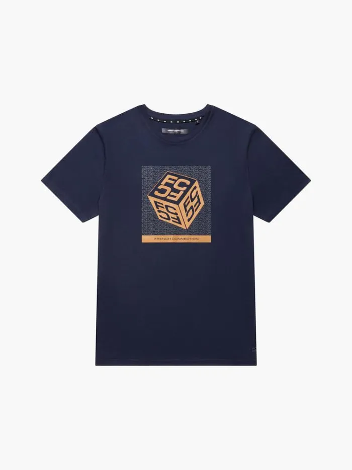 French Connection TShirts and Polo Shirts Large Dice Organic Graphic TShirt Marine 8211 Man