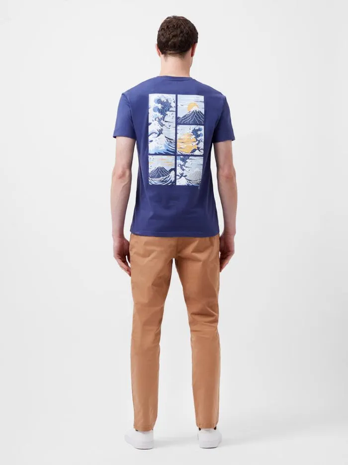 French Connection TShirts and Polo Shirts Mount Fuji Organic Graphic TShirt Indigo Blue 8211 Man