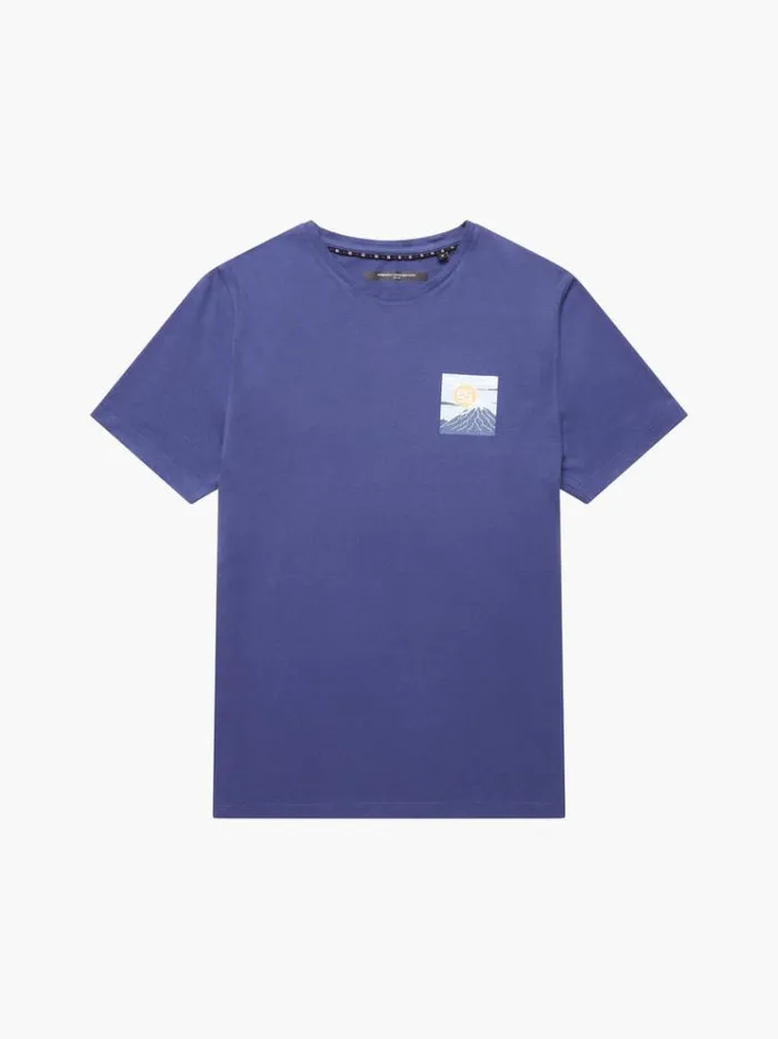 French Connection TShirts and Polo Shirts Mount Fuji Organic Graphic TShirt Indigo Blue 8211 Man