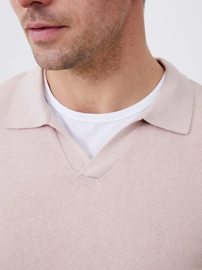 French Connection TShirts and Polo Shirts Resort Short Sleeve Polo Shirt Silver Pink 8211 Man
