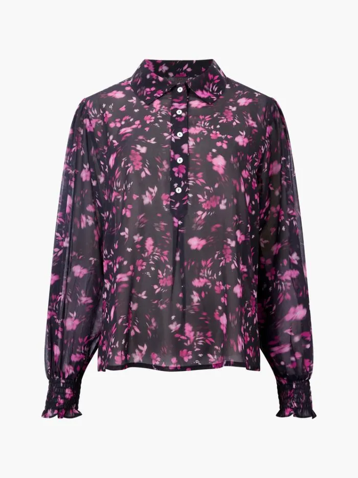 French Connection Tops Aden Ruched Cuff Bishop Sleeve Top Black 8211 Woman