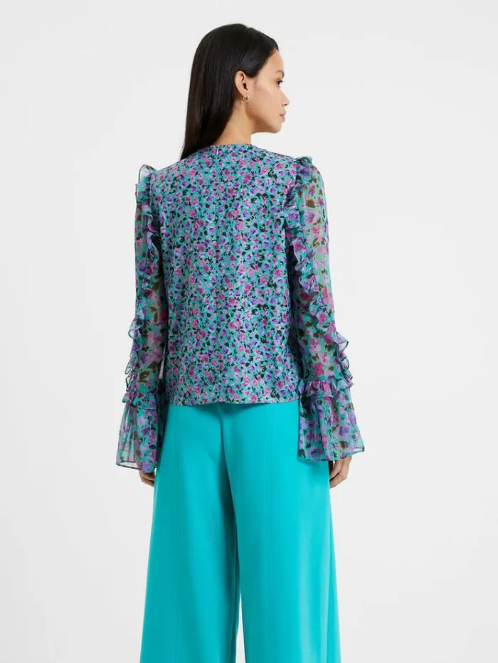 French Connection Tops Alezzia Ely Jacquard Mix Top Jaded Teal 8211 Woman