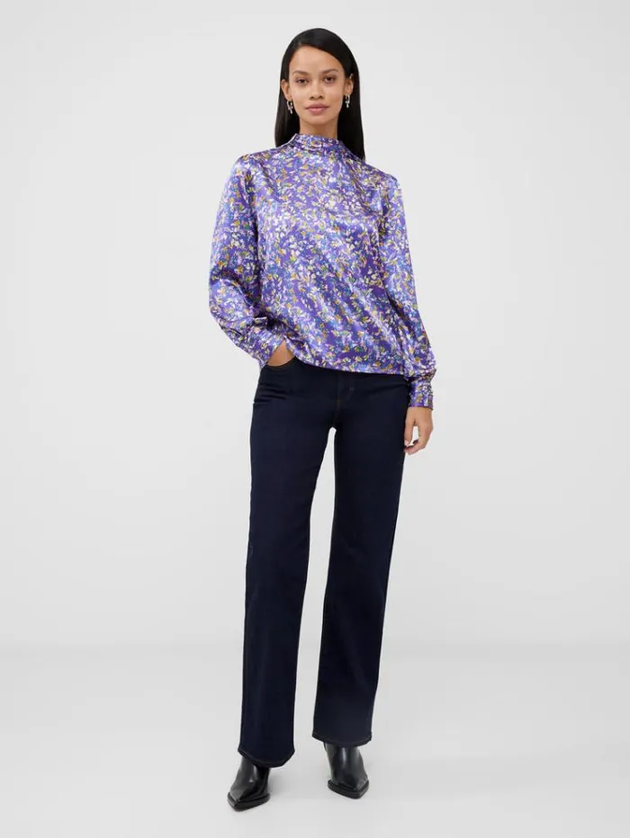 French Connection Tops Amber Adora Satin Top Cobalt Violet 8211 Woman