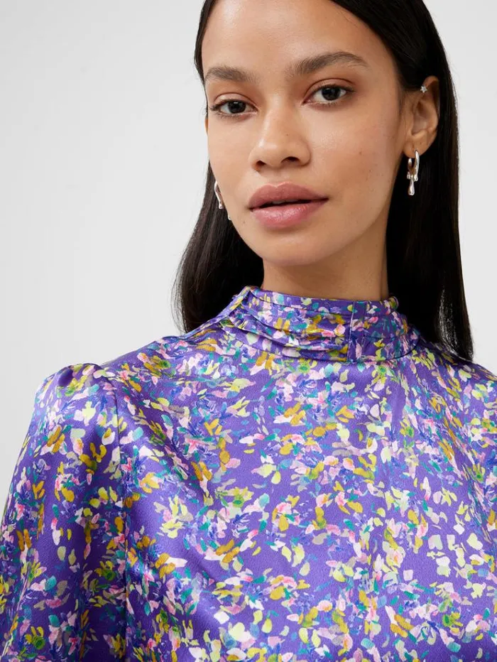 French Connection Tops Amber Adora Satin Top Cobalt Violet 8211 Woman