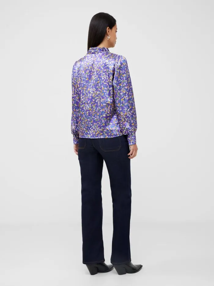 French Connection Tops Amber Adora Satin Top Cobalt Violet 8211 Woman