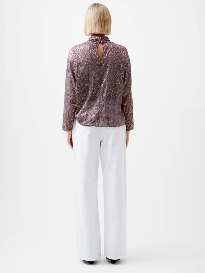 French Connection Tops Becky Devore Turtle Neck Top Bronze Multi 8211 Woman