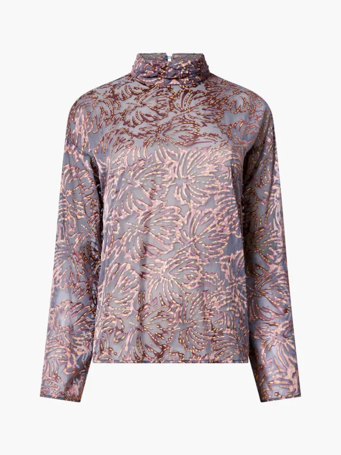 French Connection Tops Becky Devore Turtle Neck Top Bronze Multi 8211 Woman