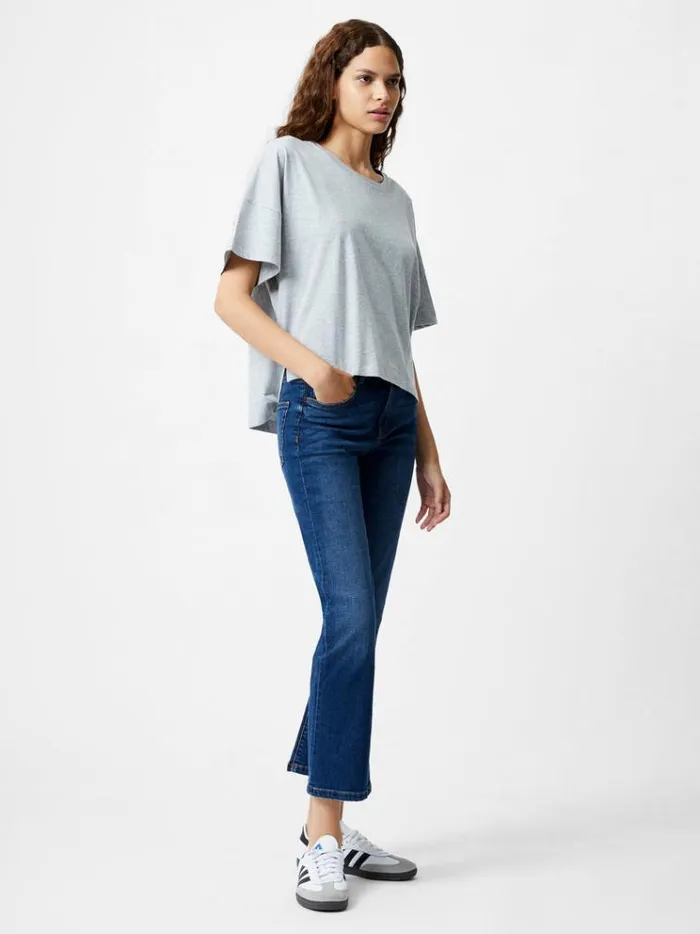 French Connection Tops Brushed Stepped Hem TShirt Light Grey Mel 8211 Woman