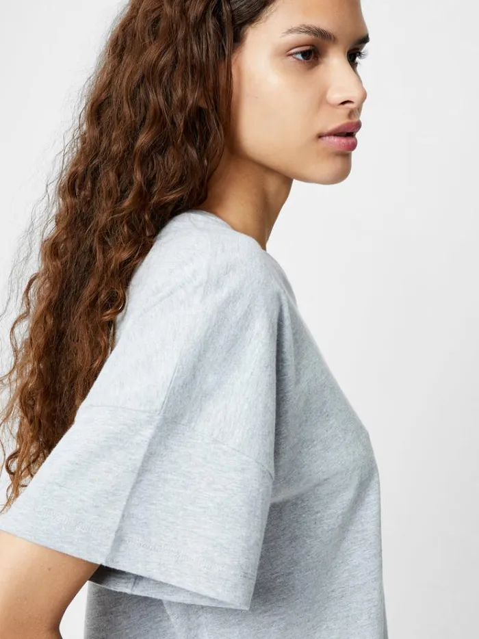 French Connection Tops Brushed Stepped Hem TShirt Light Grey Mel 8211 Woman