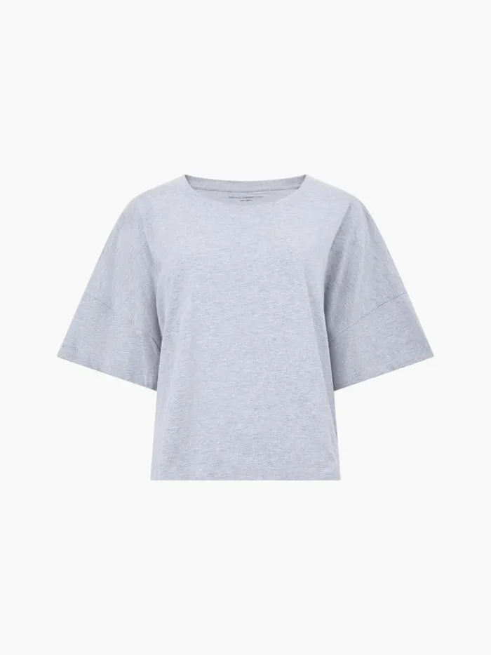 French Connection Tops Brushed Stepped Hem TShirt Light Grey Mel 8211 Woman