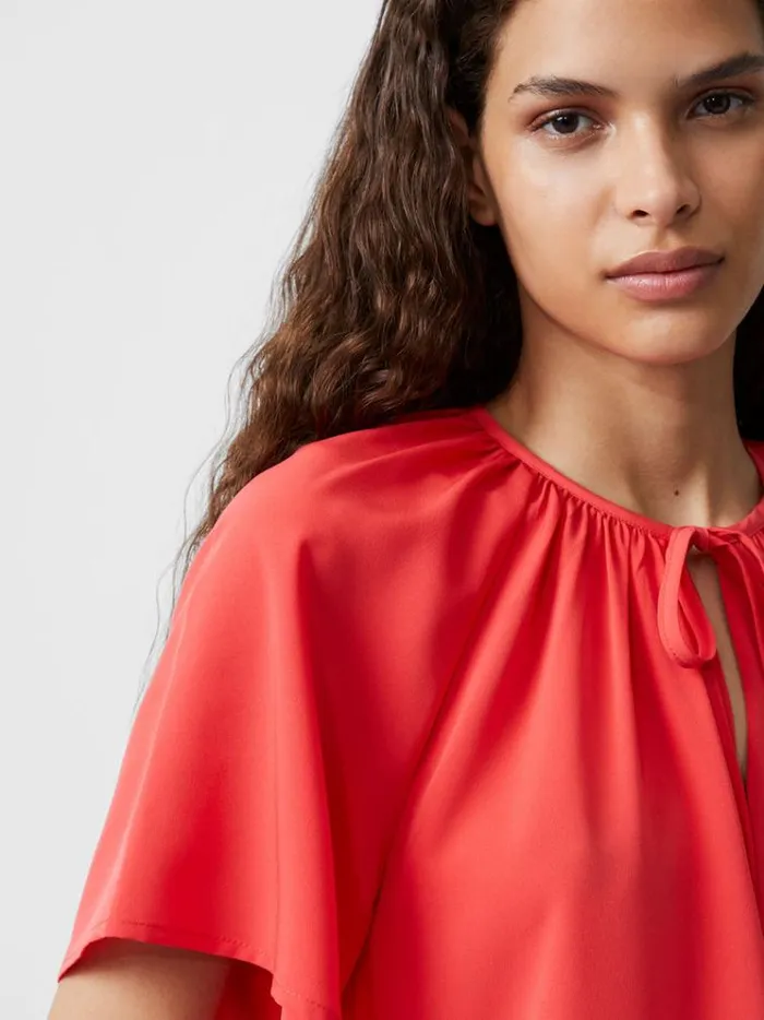 French Connection Tops Capriana Crepe Light Top Cayenne Red 8211 Woman